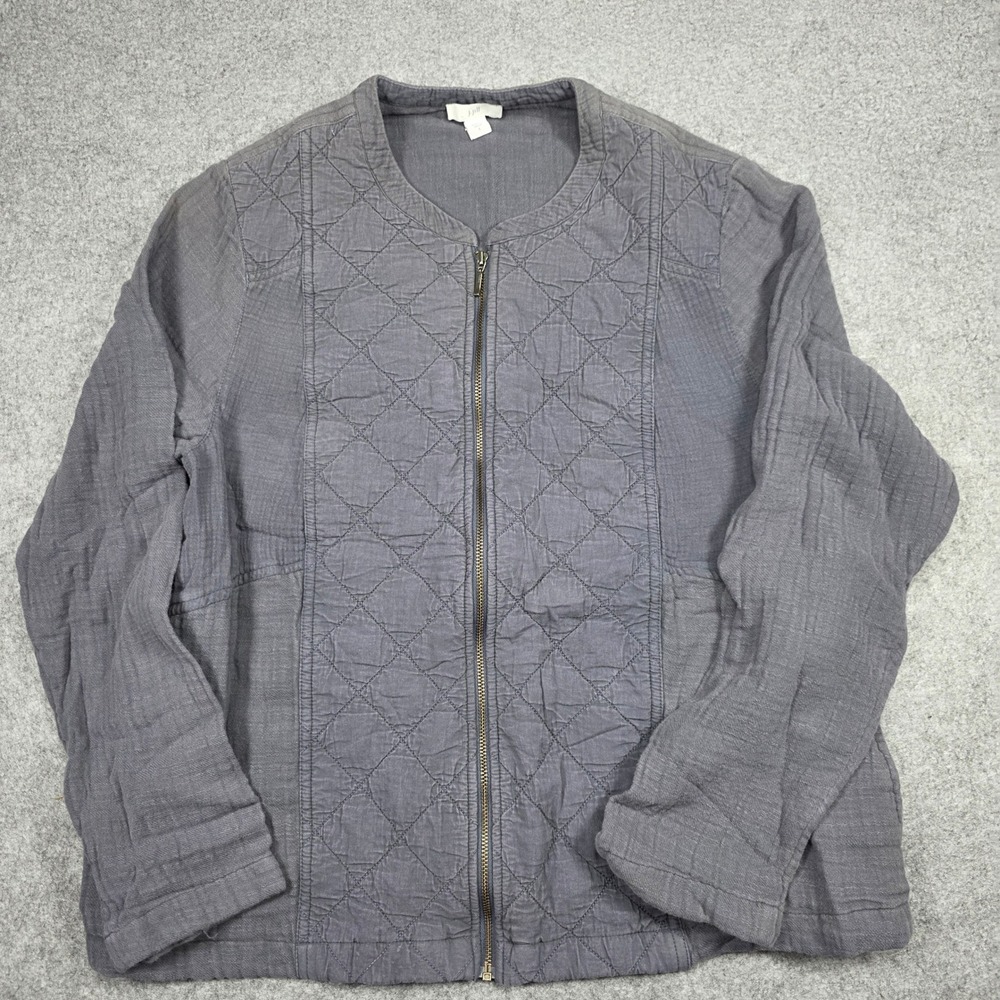 J. Jill Quilted Zip Front Jacket in Gray